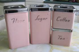 pink kitchen canister set, ca. 1950's