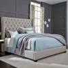 Description photo finishes / mercury bed in matt piacenza grey 130 metal and melange nap 241 lord upholstered bed with removable cover and matching stitching. 1
