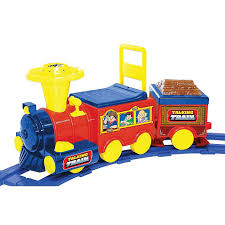 Kid Motorz Talking Train 6 Volt Ride On With Track In Red Blue Toy Train Ride On Train Ride On Toys