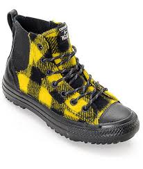 Black And Yellow Converse Shirt Converse X Woolrich Chelsee Ctas Hi Black Yellow Buffalo Plaid Shoes Zumiez Plaid Shoes Yellow Converse Women Shoes