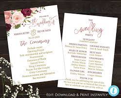 Wedding Programs Wedding Program Template Wedding Programs Etsy Printable Wedding Programs Wedding Programs Template Printable Wedding Program Template
