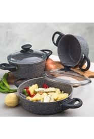 Granit taşının tanecikli yapısını birebir yansıtan ve bu yapı sayesinde her türlü yemeği yapışma ya da deformasyon sorunu olmadan rahatça pişirebilmenize olanak tanıyan modeller. Granit Tencere Fiyatlari Ve Modelleri 40 Indirim