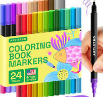 ARTISTRO 24 Brush Marker Pens Coloring Markers for Adults Brush Tip & 0.4mm  Fineliner Pens Coloring Markers No Bleeding