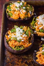 Keto Stuffed Portobello Mushrooms Buffalo Chicken Spinach