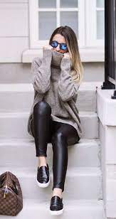 Cute Winter Outfits With Sneakers Outfits With Leggings Leather Leggings Outfit Trendy Outfits Winter