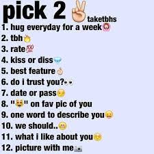 Pick 2 I Like This One Like My Last Post Blue Hug Snapchat Question Snapchat Questions Instagram Story Questions