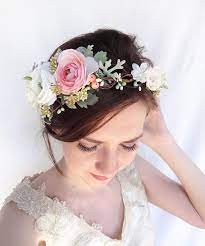 Flower Crown Wedding Bridal Flower Crown Bridal Flower Etsy Bridal Flower Crown Floral Crown Wedding Ivory Flower Crown