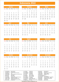 Calendar 2022 Indonesia Public Holidays 2022