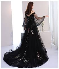The Branwen Sexy Black Open Back Tulle Wedding Gown Broke Bride Dresses