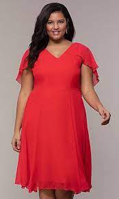 Plus-size Short Tomato Red Wedding-guest Dress Plus Size Cocktail Dresses Short Wedding Guest Dresses Plus Size Dresses