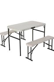 Folding tables and folding chairs are great space savers and can be easily stowed away when not in use. Lifetime Folding Picnic Table And Bench Set Macpac