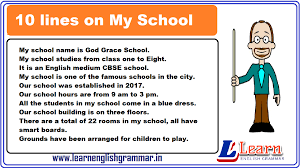 The picture shows us a girl. 10 Lines On My School In English For Students Learnenglishgrammar In