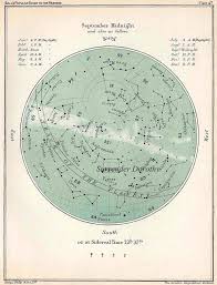 September October Astronomy Star Chart Vintage
