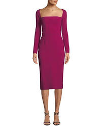 Open Neck Long Sleeve Fitted Midi Sheath Cocktail Dress Cocktail Dress Fitted Sheath Dress Long Sleeve Cocktail Dress