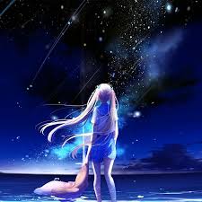 Wallpaper Bc64 Anime Night Space Star Art Illustration Anime Girlxgirl Anime Scenery Anime Scenery Wallpaper
