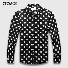 Black And White Dots Click To Buy Zecmos Mens Polka Dot Shirt Men Social Black White Dot Casual Male Shirt Male Long Sleeve Polka Dot Shirt Men Casual Shirts Polka Dot Shirt