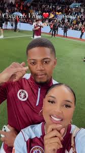 Leon Bailey and his GF celebrate Champions League Football with Aston Villa  🇯🇲