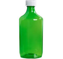 16 oz. Green PET Oval Liquid Bottle with 28/400 White CRC Cap