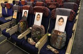 Heartbreaking: On their way to the peace talks with the United States,  Iranian delegates reportedly carried with them shoes, school bags, and  other bloodstained belongings of the 168 victims—many of them schoolchildren —killed