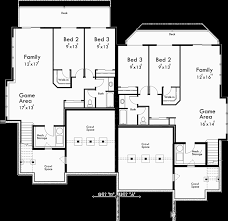 Duplex house plan ch177d in modern architecture, efficient floor plan, both units with four bedrooms. Basement Floor Plan For D 577 Craftsman Duplex House Plans Luxury Duplex House Plans Master Basement Flooring Basement Floor Plans Basement Flooring Options
