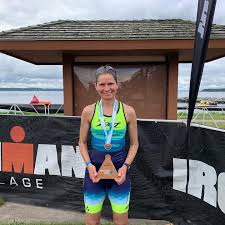 This is my “so glad to be out of the water” look from the Musselman sprint  this past Saturday. It's been almost two years since I've done any open  water swimming, and