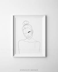 Abstract Black And White Illustration Art Printable Female Art In Fine Lines Thin One Line Print Black Etsy In 2020 Line Art Drawings Ilustration Art Art