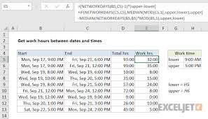 Excel Formula Get Work Hours Between Dates And Times Exceljet