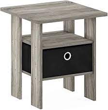 A sturdy, scalloped base supports its finely turned pedestal. Amazon Com Furinno 11157gyw Bk Andrey End Table Nightstand With Bin Drawer 1 Pack French Oak Grey Furniture Decor