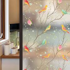 Coavas Window Privacy Film Non Adhesive Frosted Bird Window Film Decorative Glass Film Static Cling Film Bird Window Stickers For Kids Home Office 17 7in By 78 Stained Glass Window Film Window Film Privacy Decorative Window Film
