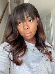 25 wispy bangs styles that'll revamp your look. Chocolate Brown Highlights Long Wispy Bangs Wig Ashley008 Ashley008 409 99 Full Lace Wigs Lace Front Wigs Rpgshow Bold Sexy Hair