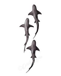 Black And White Shark Tattoo Sleeve School Of Sharks Watercolor Instant Download Watercolor Shark Etsy Shark Painting Shark Art Shark Tattoos
