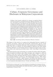 Concurrently, a survey of corporate governance practices of public listed companies was jointly conducted by kuala lumpur stock exchange (klse) 1 based on its deliberations, fccg sets out broad principles of good corporate governance for malaysia and proposes a detailed code of best. Pdf Culture Corporate Governance And Disclosure In Malaysian Corporations