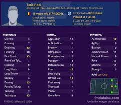 Check out his latest detailed stats including goals, assists, strengths & weaknesses and match ratings. Tarik Radi Fm 2020 Profile Reviews