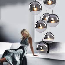 Modern Mirror Ball Glass Pendant Lights Silver Gold Globe Loft Hanglamp Glass Ball Pendant Lighting Luminaire Suspendu Pendant Lights Aliexpress