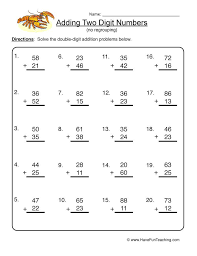 Double Digit Addition Without Regrouping Worksheet Double Digit Addition Addition Worksheets Addition Worksheets First Grade