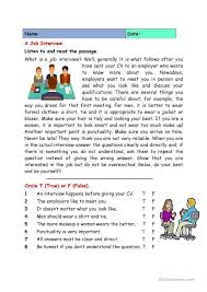 тексты для чтения на английском языке в Present Simple A Job Interview English Reading Reading Comprehension Kindergarten Reading Comprehension Passages