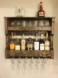 Wood Wine And Or Liquor Shelf Rack Pallet Wood Rustic Wall Mounted Wine Rack Diy Pallet Kitchen Hanging Wine Rack
