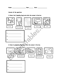 Select one or more questions using the checkboxes above each question. Healthy And Unhealthy Food Esl Worksheet By Hensi211