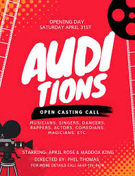 Red Theater Auditions Casting Call Flyer Casting Call Flyer Brochure Design Template