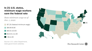 The following chart lists the states' (and certain major localities') minimum wage increases for 2020—and future years if available—along with the related changes in the maximum tip credit and minimum cash wage for tipped employees. In 21 U S States Minimum Wage Workers Earn The Federal Rate Pew Research Center