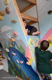 Very funny and cute kids climbing walls like spiderman. Diy Kids Inside Rock Climbing Wall With Mural Sisters What