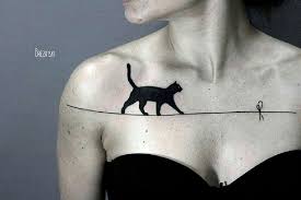 Tatoo Chat Clavicule Tatouage Chat Tatouage De Chat Noir Tatouage