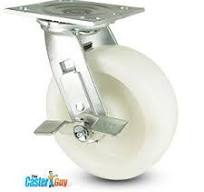 6" White Nylon Swivel Caster w/ Brake (53783)