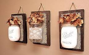 Mason Jar Wall Decor Burlap And Lace Pallet Wood Rustic Cottage Storage Three Wall Sconce Bathroo Mason Jar Diy Mason Jar Crafts Mason Jar Decorations