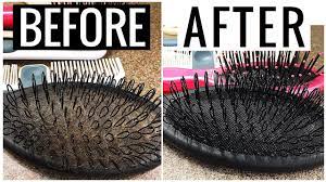 Use the end of a rat tail comb (a type of comb that has a long pointed end) to remove hair from the base. How To Clean And Sanitize Hairbrush And Comb Fast And Easy Youtube