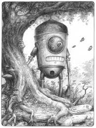 Black And White Robot Drawing Brian Despain Preview 2011 Robot Art Robots Drawing Robot Sculpture