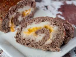 Delicious Meatloaf With A Secret Stuffing Rolled Up Inside Is A Combination Of Seasoned Mashed Potato Meatloaf Roll Cheese Stuffed Meatloaf Delicious Meatloaf