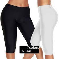 Women Simple Plain Swim Leggings Capri Swim Bottom Plus Size S 4xl Wish Swim Bottoms Swim Leggings Plus Size
