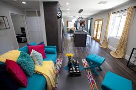 See more ideas about living room, living room makeover, home. Contemporary Gray Living Room With Blue Sofa And Yellow Curtains Hgtv