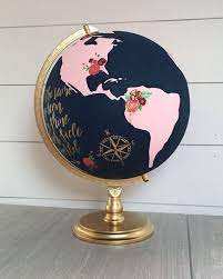 Globe Guestbook Globe Custom Painted Globe By Newlyscripted Decorate Your Life Decorate Your Style Gemalte Welt Globus Dekor Dekor